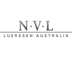 Logo of luerssen australia, featuring the acronym "n.v.l" in large, bold letters, with the full name "luerssen australia" in smaller text below, all set against a dark background.